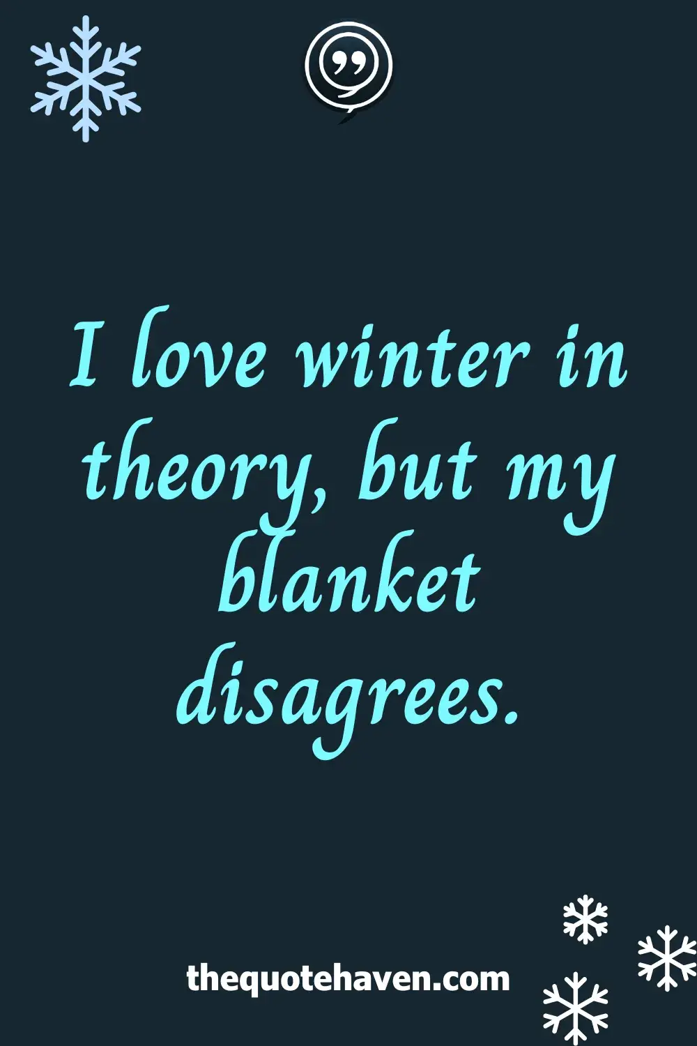 I love winter in theory, but my blanket disagrees.