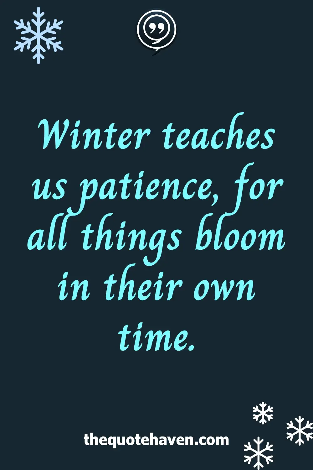Winter teaches us patience, for all things bloom in their own time.