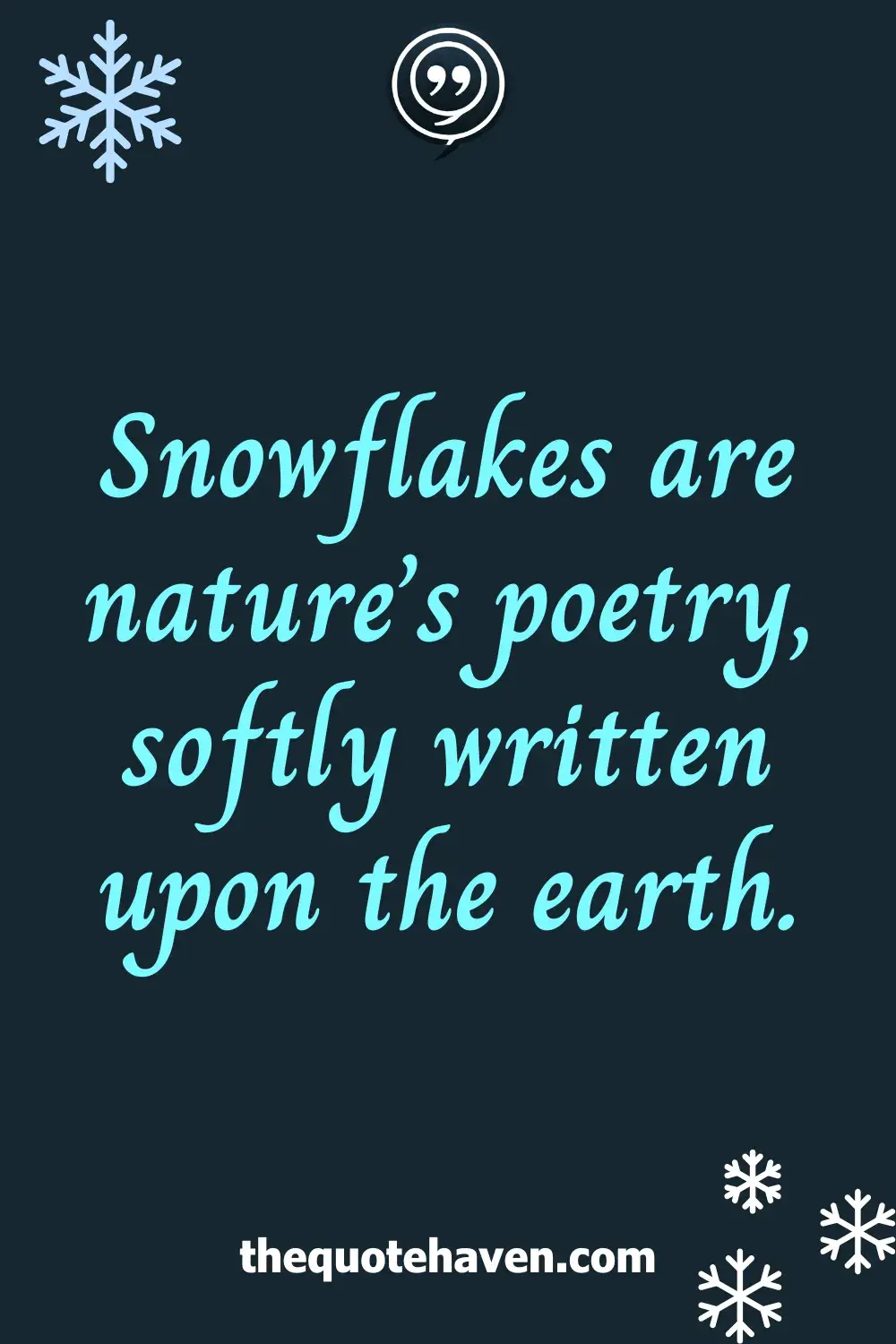 Snowflakes are nature’s poetry, softly written upon the earth.