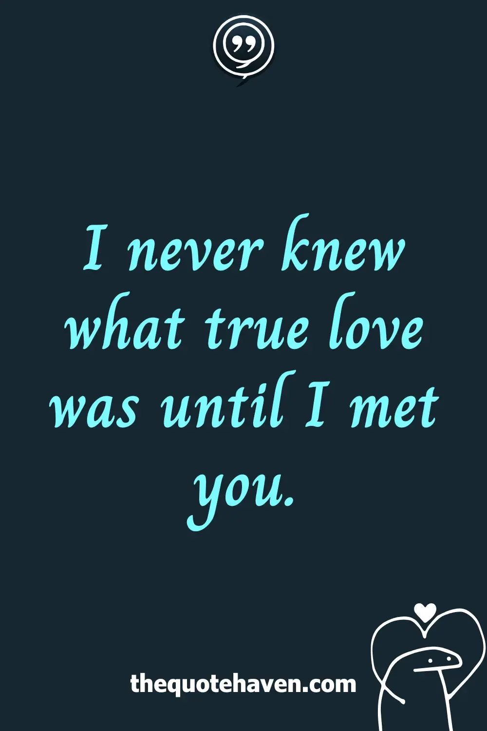 I never knew what true love was until I met you.